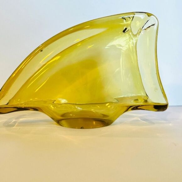 Vintage Mid Century Modern Amber Glass Sleek Napkin / Mail Holder Tiara - Picture 7 of 7